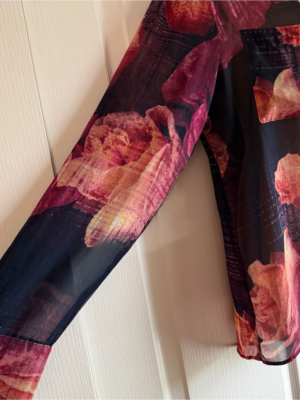 Robert Rodriguez Floral Sheer Button Up Blouse - Picture 7 of 10